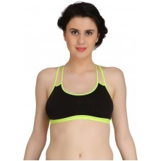 Full Cup Non-Padded Stretch Fit Black Sports Bra with Cross Back design (Size 36)