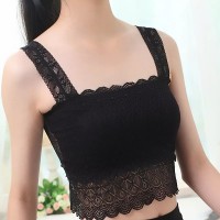 Black Lace Top Vest Bralette Tank Caimsole Slip Blouse with Front Cotton Lining - (28-34 inch Bust)