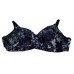 Cotton Full Cup Padded Non-Wired Printed Blue Casual Bra & Panty Lingerie Set (Size 36)