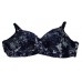 Cotton Full Cup Padded Non-Wired Printed Blue Casual Bra & Panty Lingerie Set (Size 38)