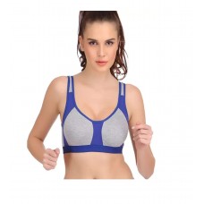 Full Cup Non-Padded Stretch Fit Blue Sports Bra 