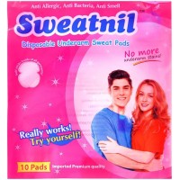 Pack of 10 - Sweatnil Underarm Disposable Highly Absorbent Sweat Pads Cotton (Self Sticks inside the garment)