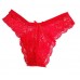 Floral Lace Net T Shape Sexy Red Thong Panty Bikini (Free Size)