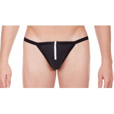 Low Waist Black G String with Zip for Men