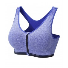 Full Cup Padded Blue Sports Bra with Front Zipper Closure & Removable Cups (28-34inch Bust)