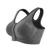 Full Cup Padded Grey Sports Bra with Front Zipper Closure & Removable Cups (28-34inch Bust)