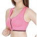 Full Cup Padded Pink Sports Bra with Front Zipper Closure & Removable Cups (28-34inch Bust)