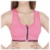 Full Cup Padded Pink Sports Bra with Front Zipper Closure & Removable Cups (28-34inch Bust)