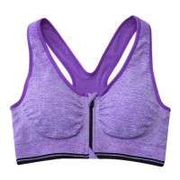 Full Cup Padded Purple Sports Bra with Front Zipper Closure & Removable Cups (28-34inch Bust)